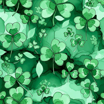 Alcohol Ink Shamrock Pattern 16 Minky Fabric