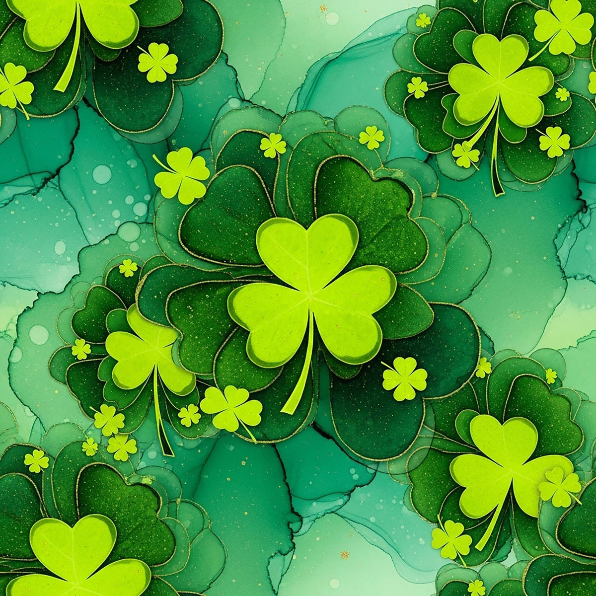 Alcohol Ink Shamrock Pattern 21 Minky Fabric
