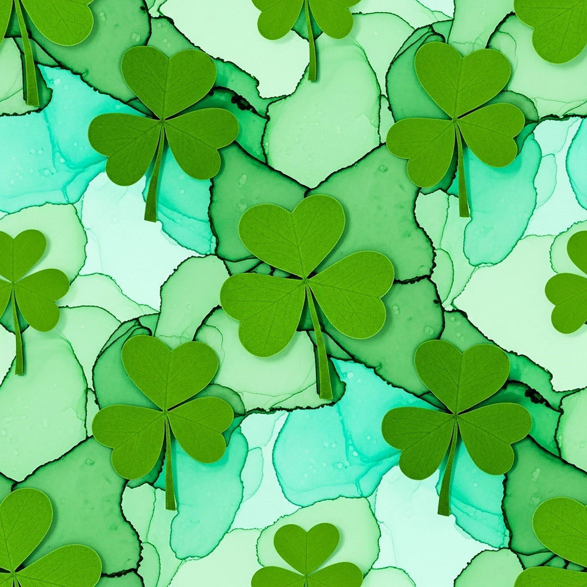 Alcohol Ink Shamrock Pattern 26 Minky Fabric