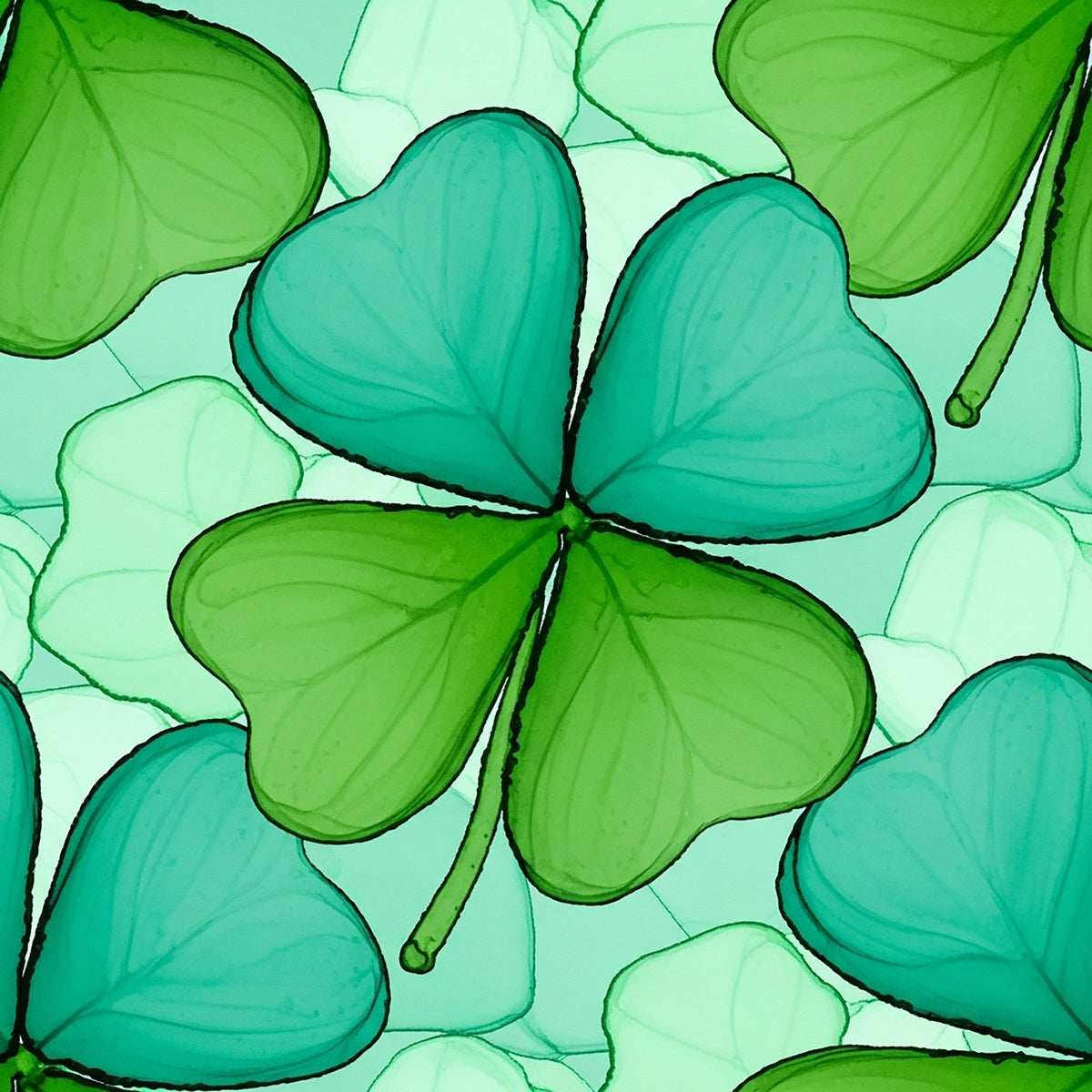 Alcohol Ink Shamrock Pattern 8 Minky Fabric