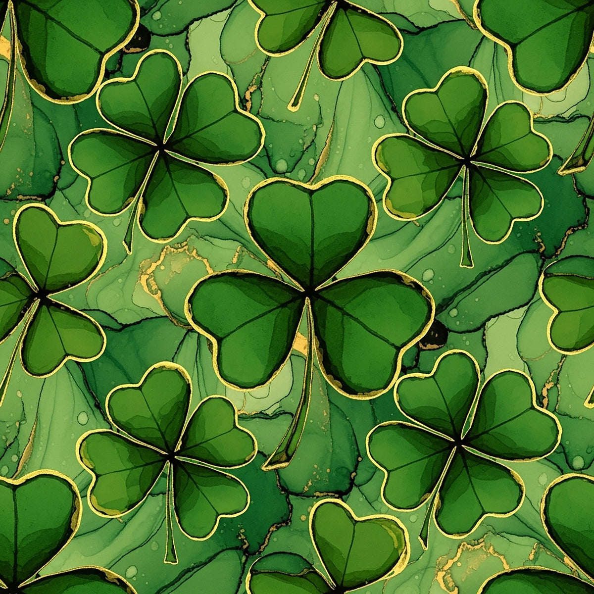 Alcohol Ink Shamrock Pattern 9 Minky Fabric