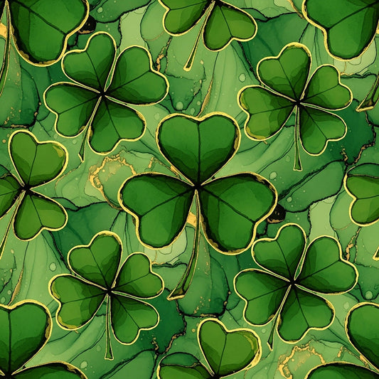 Alcohol Ink Shamrock Pattern 9 Minky Fabric