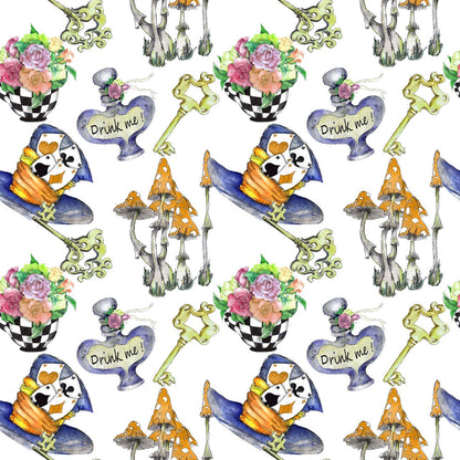 Alice in Wonderland Pattern 5 Quilting Cotton Fabric