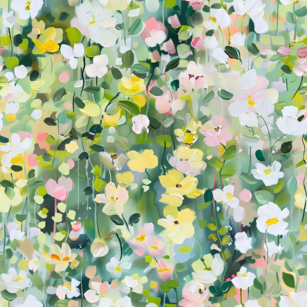 Allover Meadow Flowers Pattern Minky Fabric