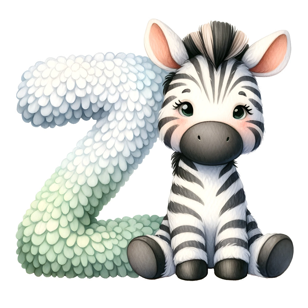 Animal Zebra Letter Z Fabric Panel featuring a cute baby zebra sitting next to a textured letter Z in soft pastel colors.
