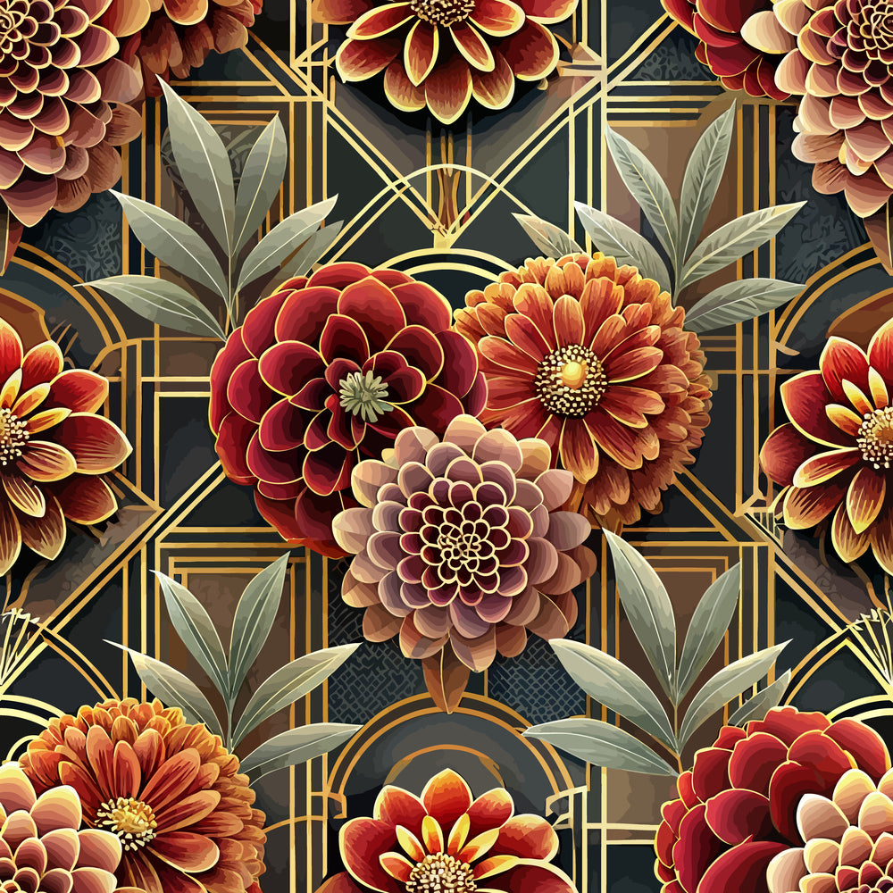 Art Deco Florals Pattern 10 Quilting Cotton Fabric