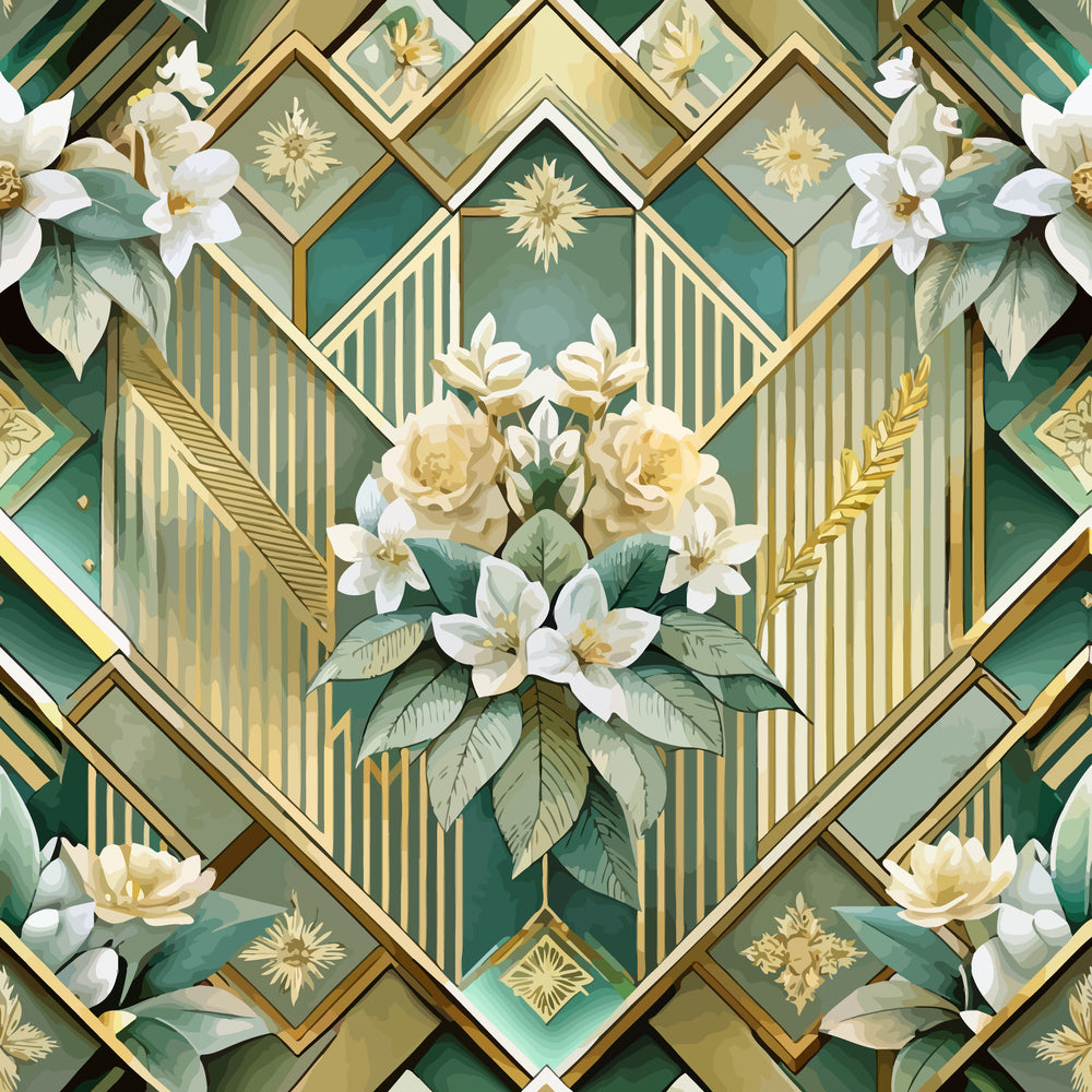 Gilded Jade Blooms Pattern 102 Minky Fabric