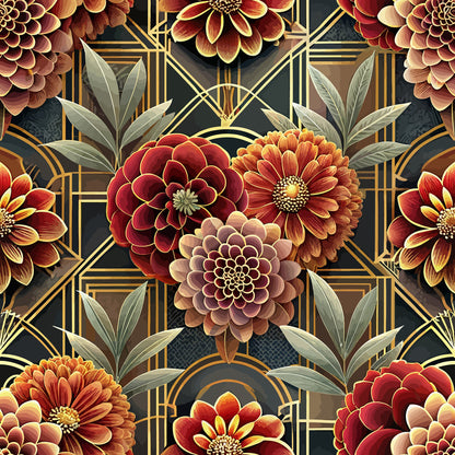 Gilded Jade Blooms Pattern 10 Minky Fabric