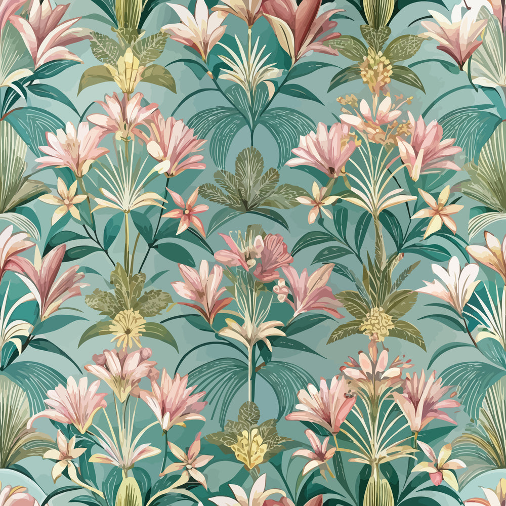 Gilded Jade Blooms Pattern 16 Minky Fabric