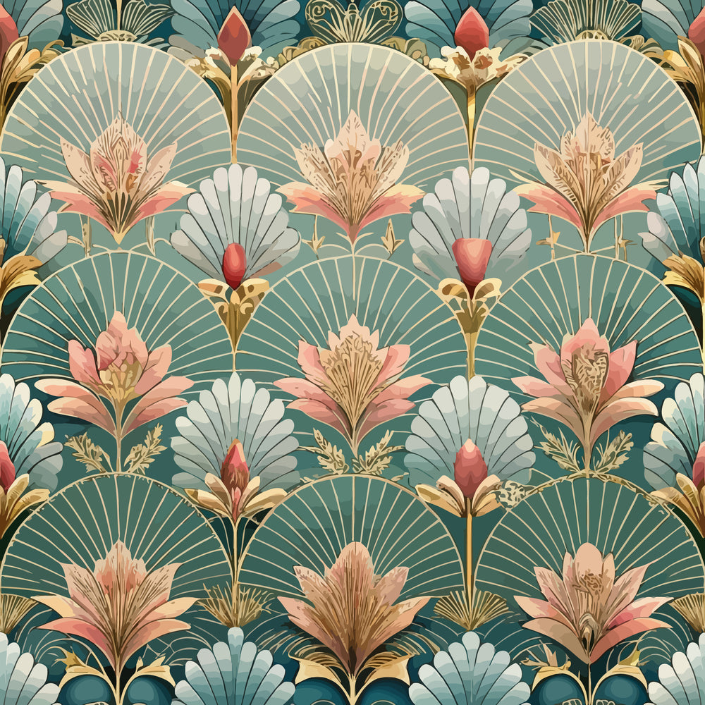 Gilded Jade Blooms Pattern 17 Minky Fabric