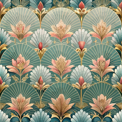 Gilded Jade Blooms Pattern 17 Minky Fabric