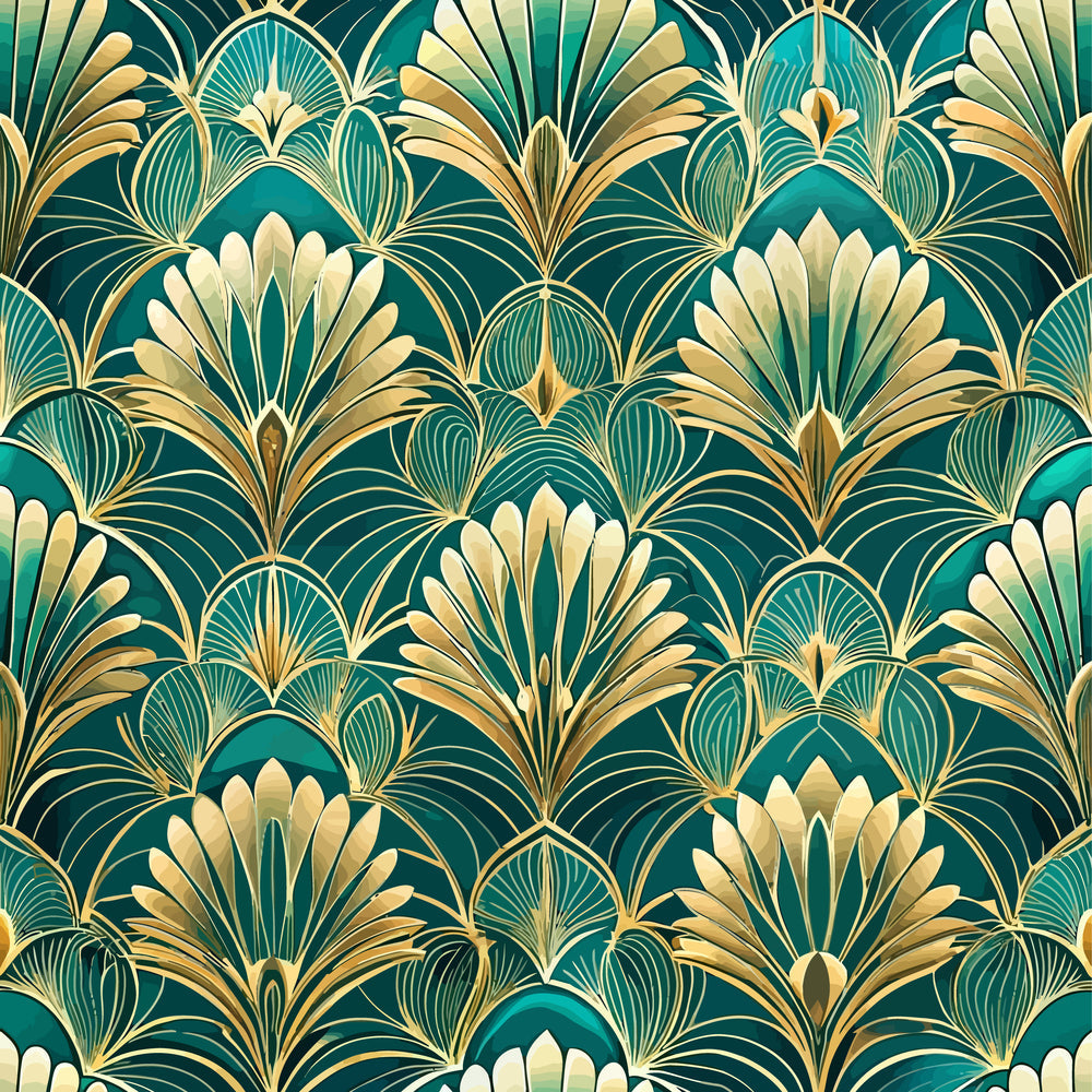 Gilded Jade Blooms Pattern 18 Minky Fabric