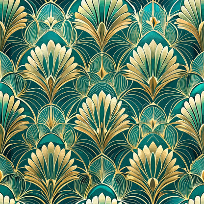 Gilded Jade Blooms Pattern 18 Minky Fabric
