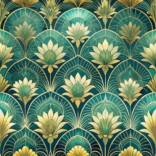 Art Deco Florals Pattern 19 Quilting Cotton Fabric