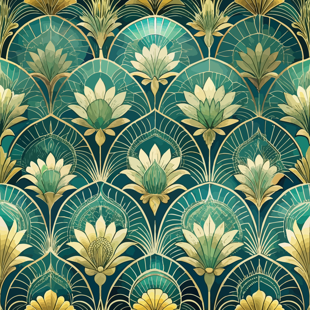 Gilded Jade Blooms Pattern 19 Minky Fabric