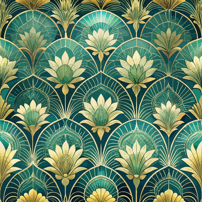 Gilded Jade Blooms Pattern 19 Minky Fabric
