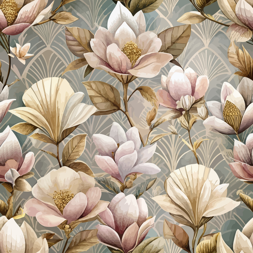 Gilded Jade Blooms Pattern 20 Minky Fabric