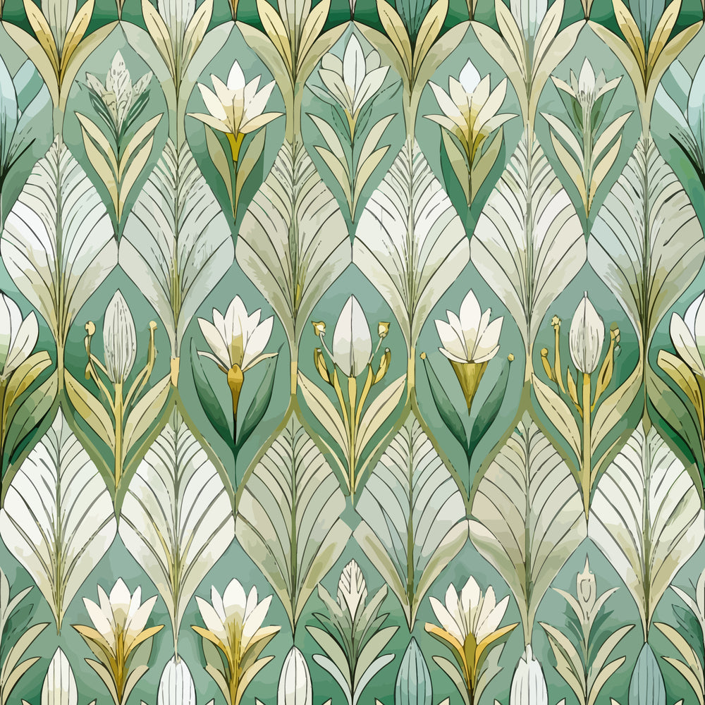 Gilded Jade Blooms Pattern 24 Minky Fabric