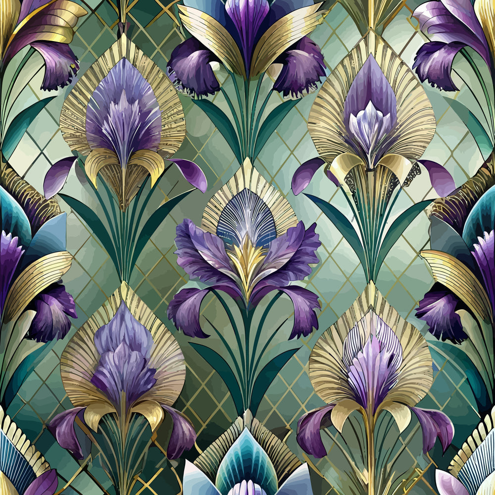 Gilded Jade Blooms Pattern 26 Minky Fabric