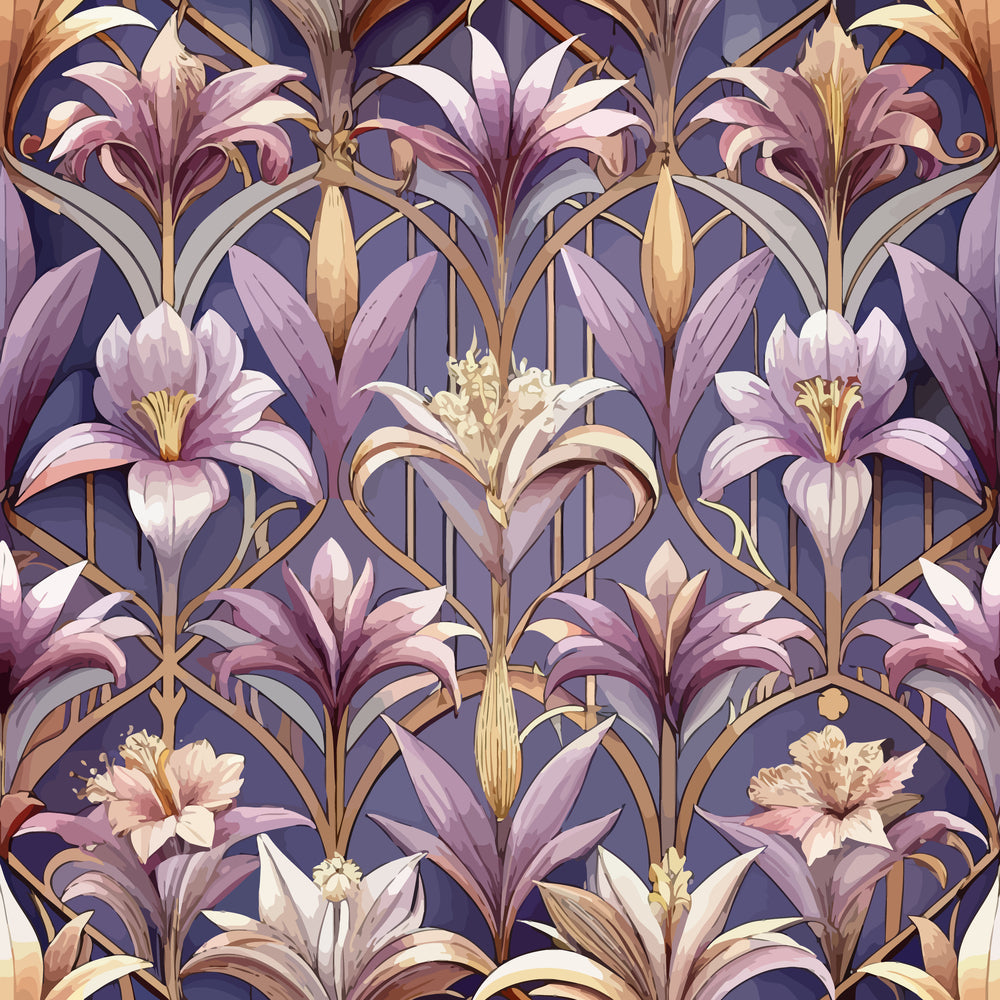 Art Deco Florals Pattern 36 Quilting Cotton Fabric