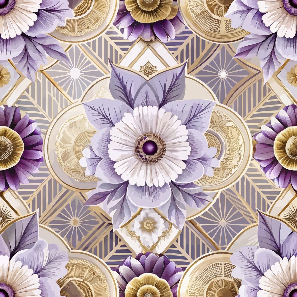 Art Deco Florals Pattern 37 Quilting Cotton Fabric