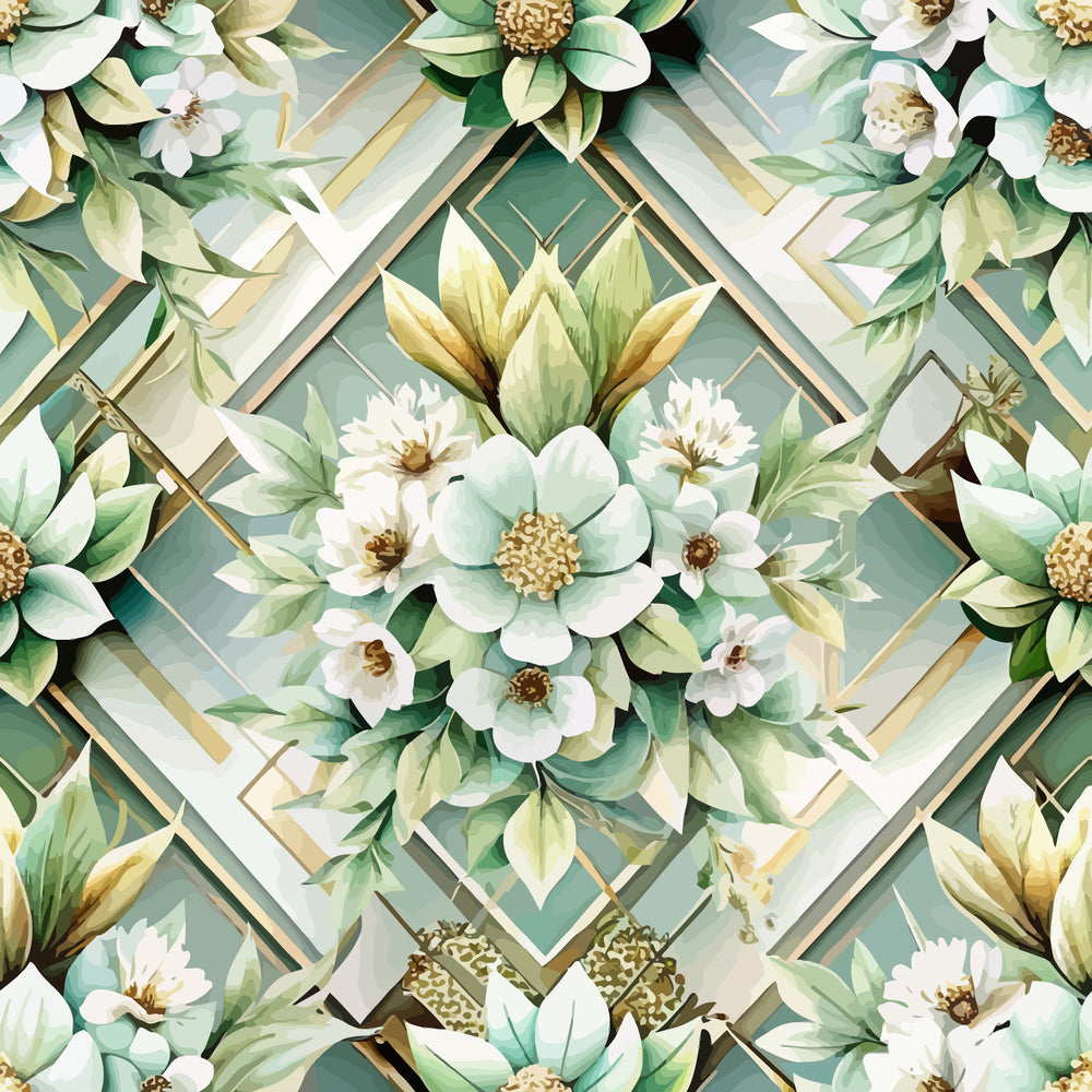 Gilded Jade Blooms Pattern 40 Minky Fabric