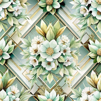 Gilded Jade Blooms Pattern 40 Minky Fabric