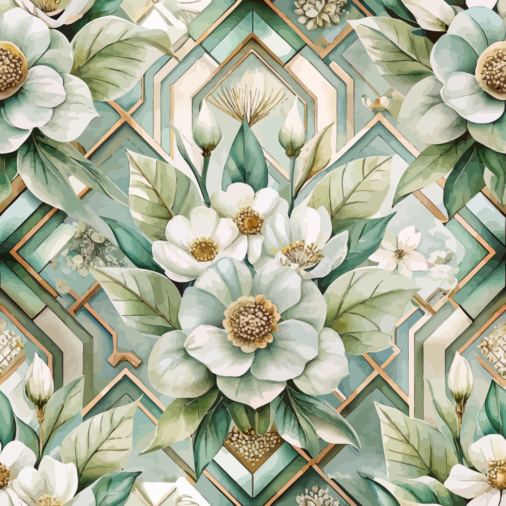 Gilded Jade Blooms Pattern 41 Minky Fabric