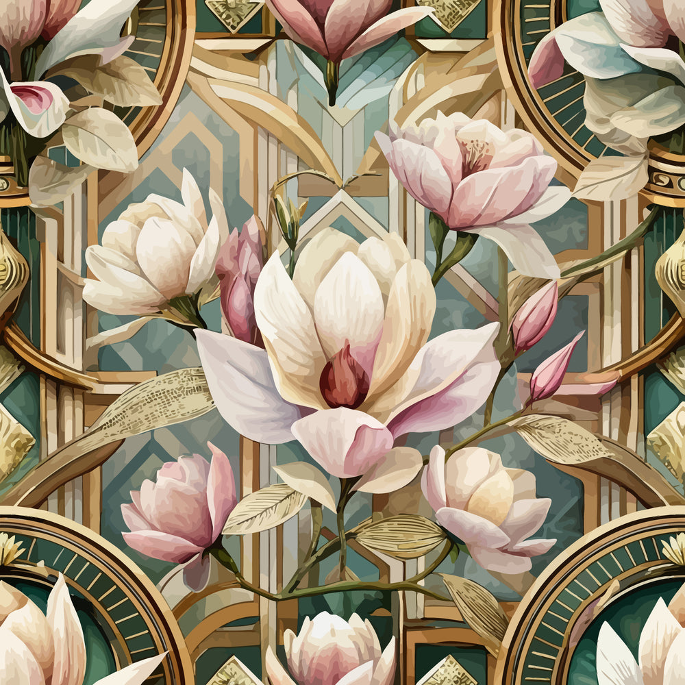 Gilded Jade Blooms Pattern 47 Minky Fabric