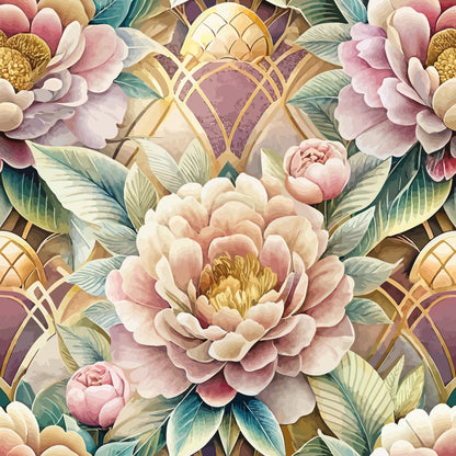 Gilded Jade Blooms Pattern 48 Minky Fabric