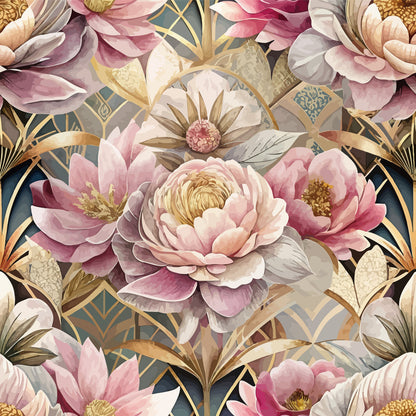 Gilded Jade Blooms Pattern 49 Minky Fabric