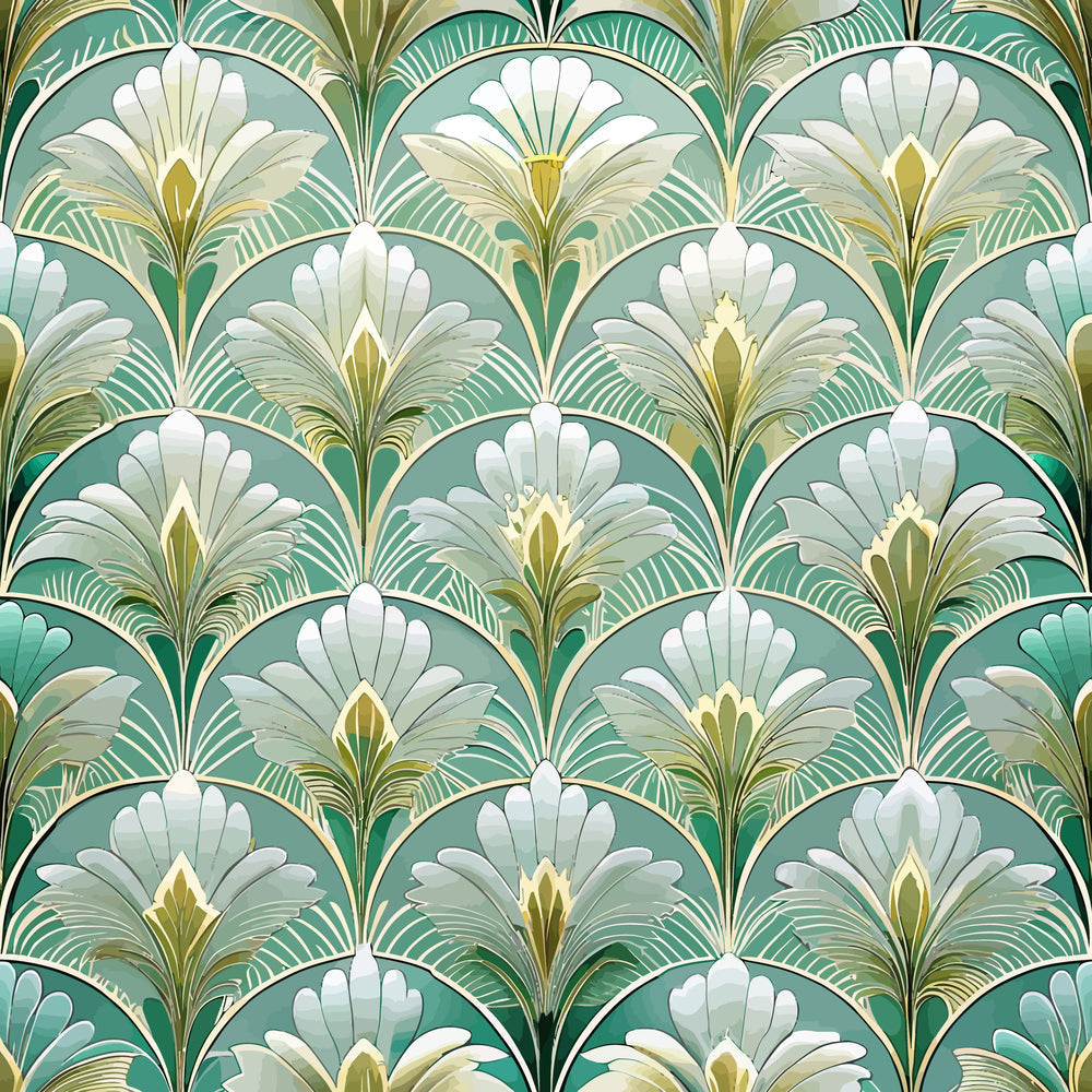 Gilded Jade Blooms Pattern 4 Minky Fabric