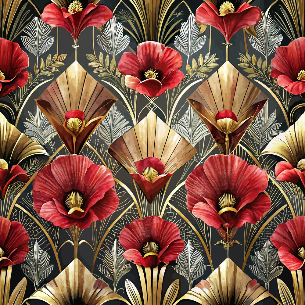 Gilded Jade Blooms Pattern 51 Minky Fabric