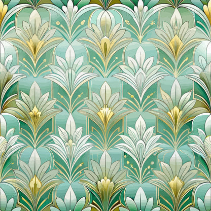 Gilded Jade Blooms Pattern 5 Minky Fabric