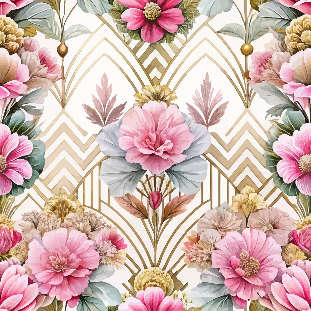 Gilded Jade Blooms Pattern 60 Minky Fabric