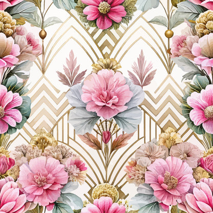 Gilded Jade Blooms Pattern 60 Minky Fabric