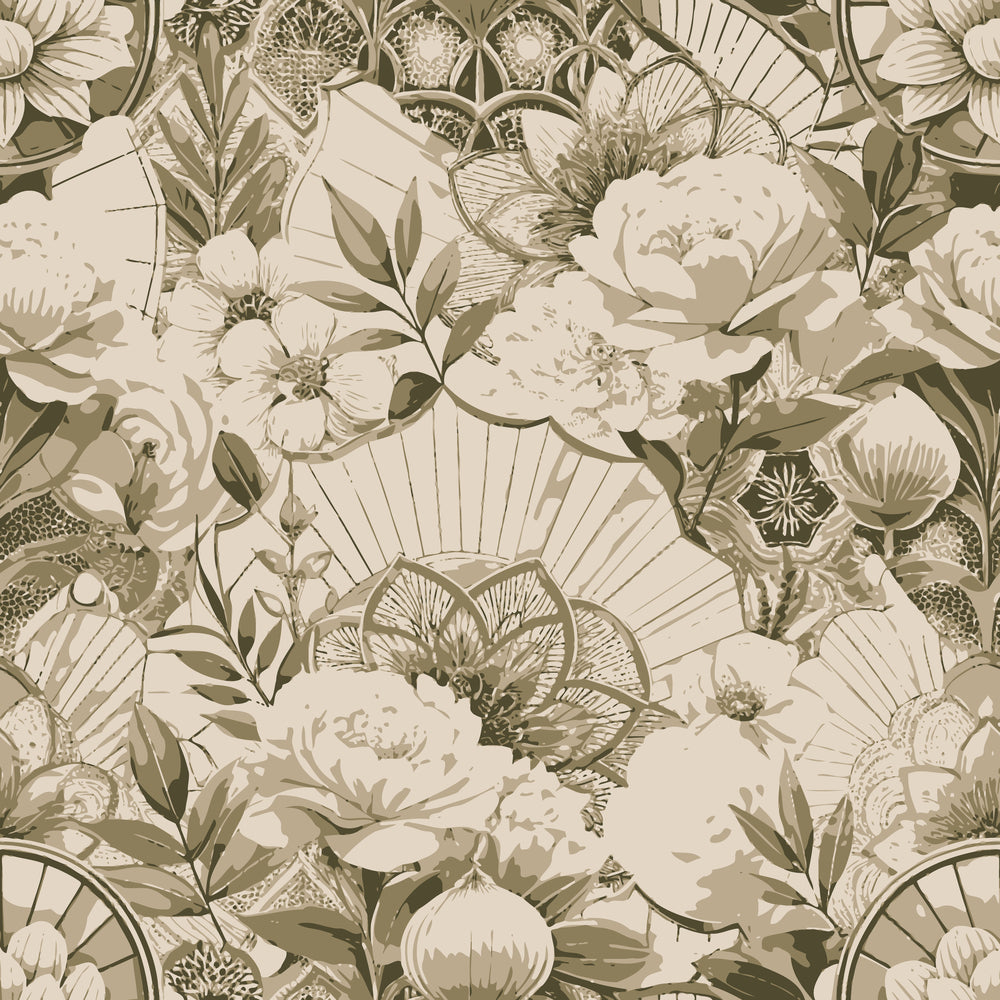Gilded Jade Blooms Pattern 61 Minky Fabric