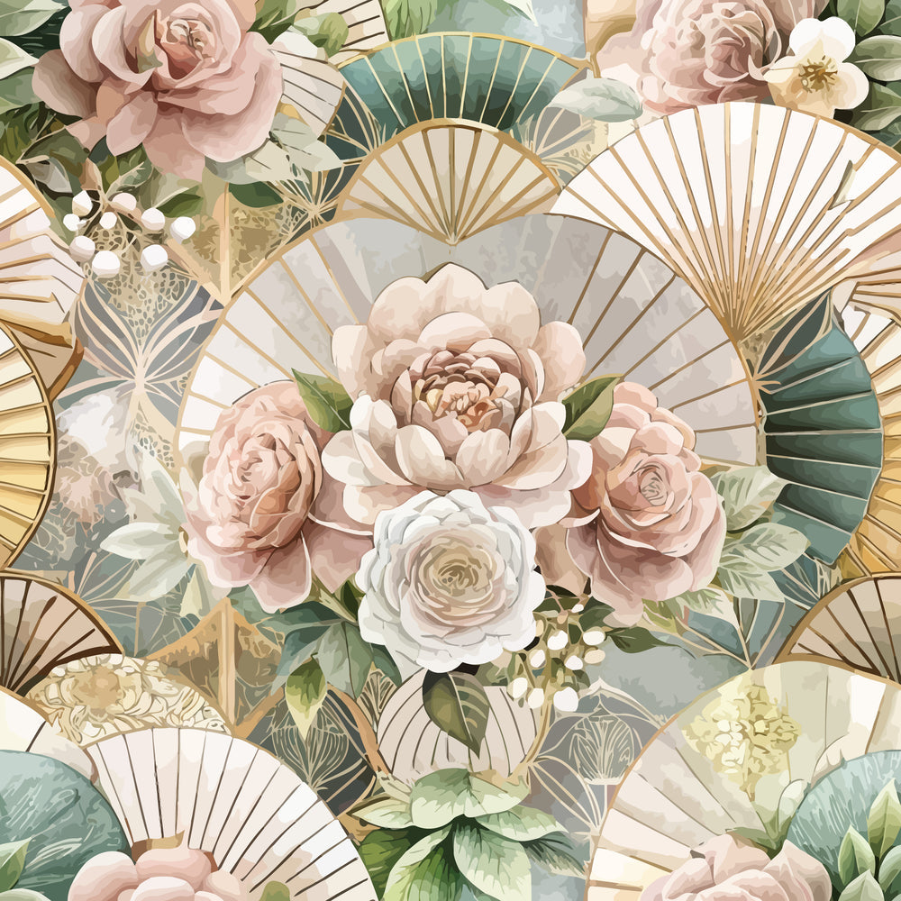 Gilded Jade Blooms Pattern 68 Minky Fabric