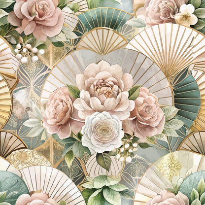 Gilded Jade Blooms Pattern 68 Minky Fabric