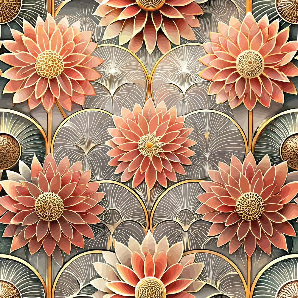 Gilded Jade Blooms Pattern 6 Minky Fabric