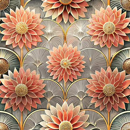 Gilded Jade Blooms Pattern 6 Minky Fabric