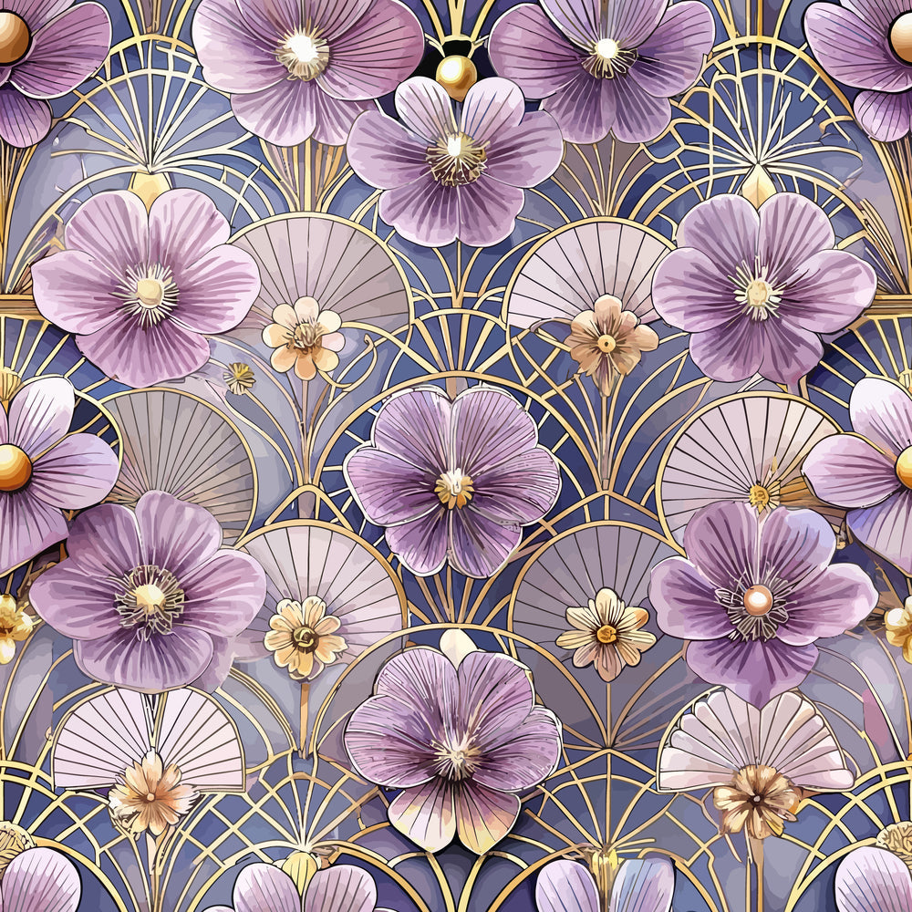 Gilded Jade Blooms Pattern 74 Minky Fabric