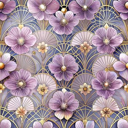 Gilded Jade Blooms Pattern 74 Minky Fabric