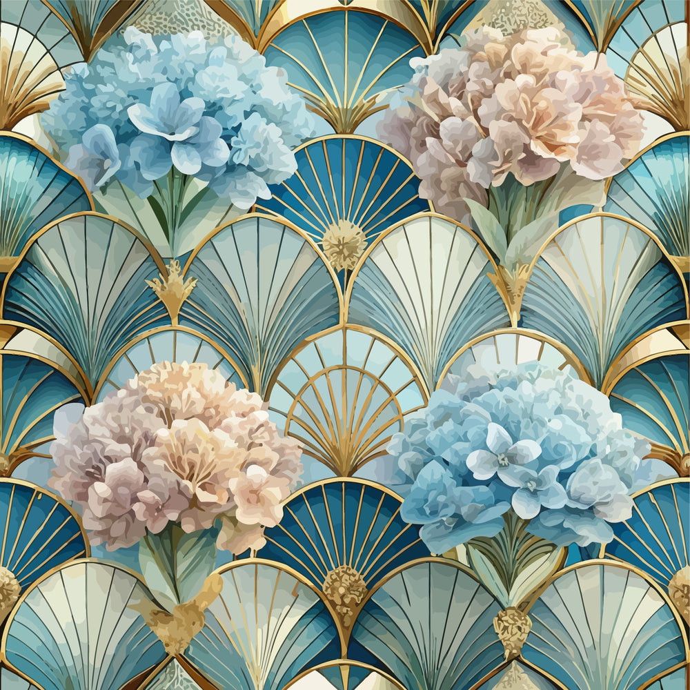 Gilded Jade Blooms Pattern 79 Minky Fabric