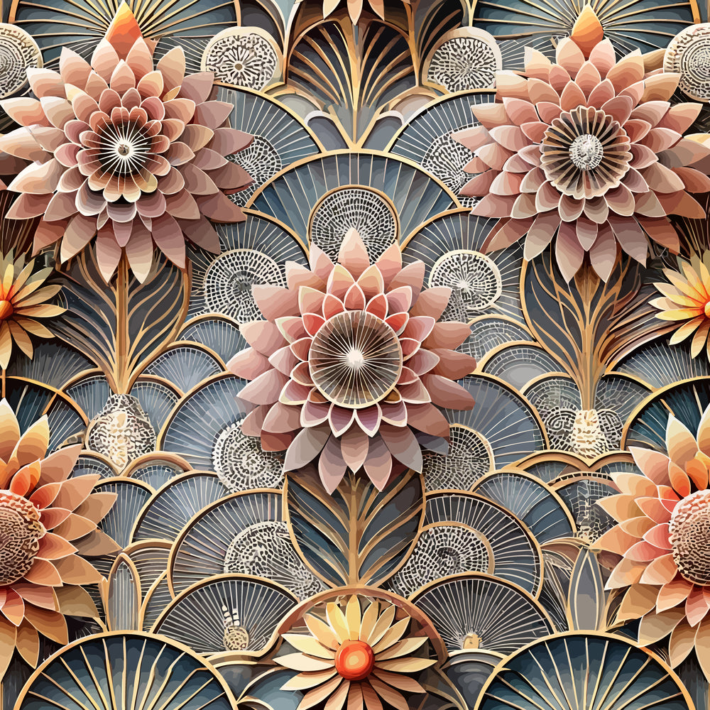 Gilded Jade Blooms Pattern 7 Minky Fabric