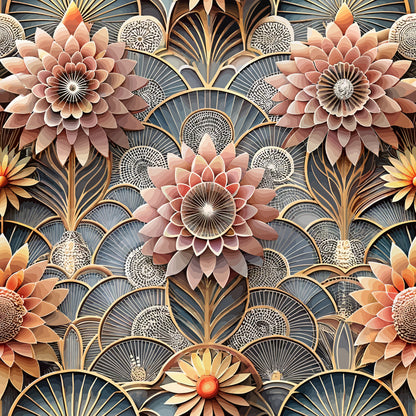 Gilded Jade Blooms Pattern 7 Minky Fabric