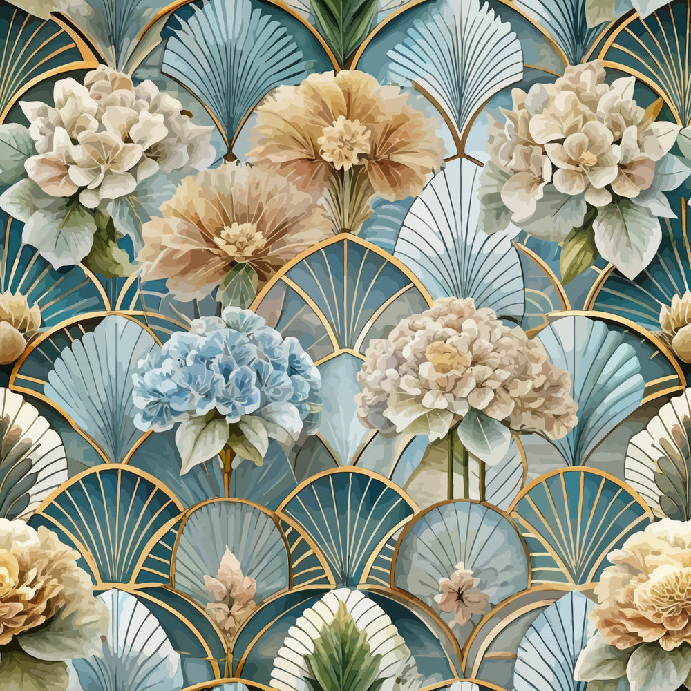 Gilded Jade Blooms Pattern 80 Minky Fabric