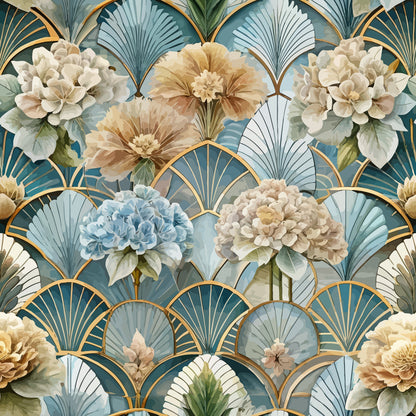 Gilded Jade Blooms Pattern 80 Minky Fabric