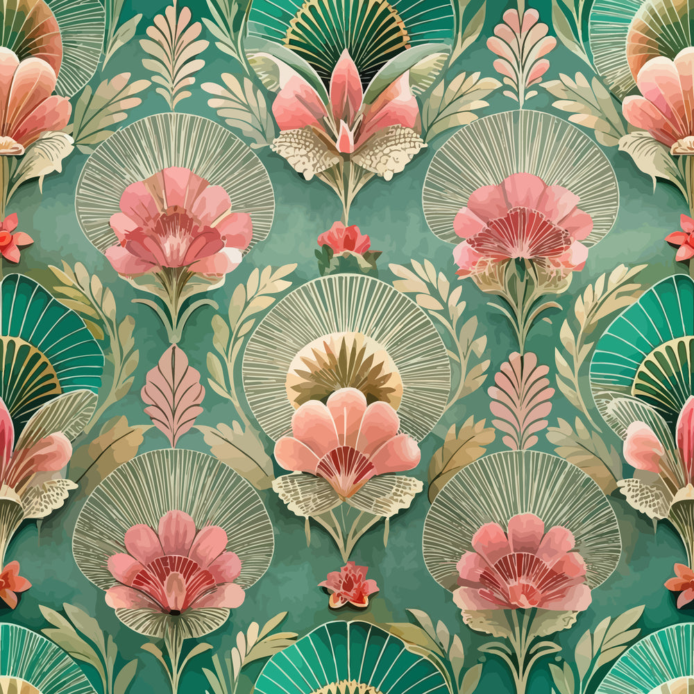 Gilded Jade Blooms Pattern 81 Minky Fabric