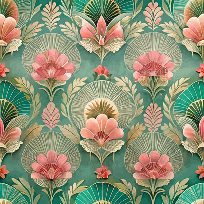 Gilded Jade Blooms Pattern 81 Minky Fabric